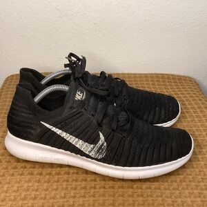 Nike Shoes Free RN Flyknit Mens Size 10.5 Black White Athletic Sneaker Running